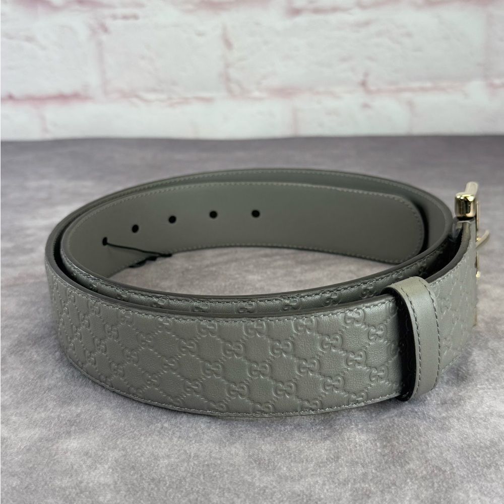 Gucci Microguccissima Embossed Gray Leather Belt 281548 100/40 - Picture 5 of 12